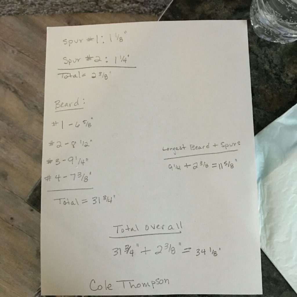 Cole Thompson Score Sheet